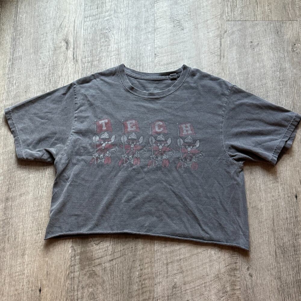 Texas Tech Red Raiders Flag Squad Crop T-shirt Womens Small Top Vintage Style